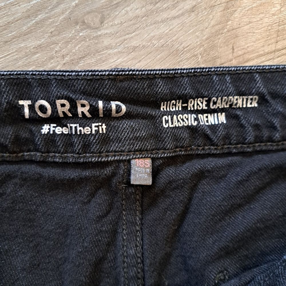 Torrid High Rise Carpenter Classic Denim Feel The Fit Plus Size 18 Short Black - Picture 7 of 14